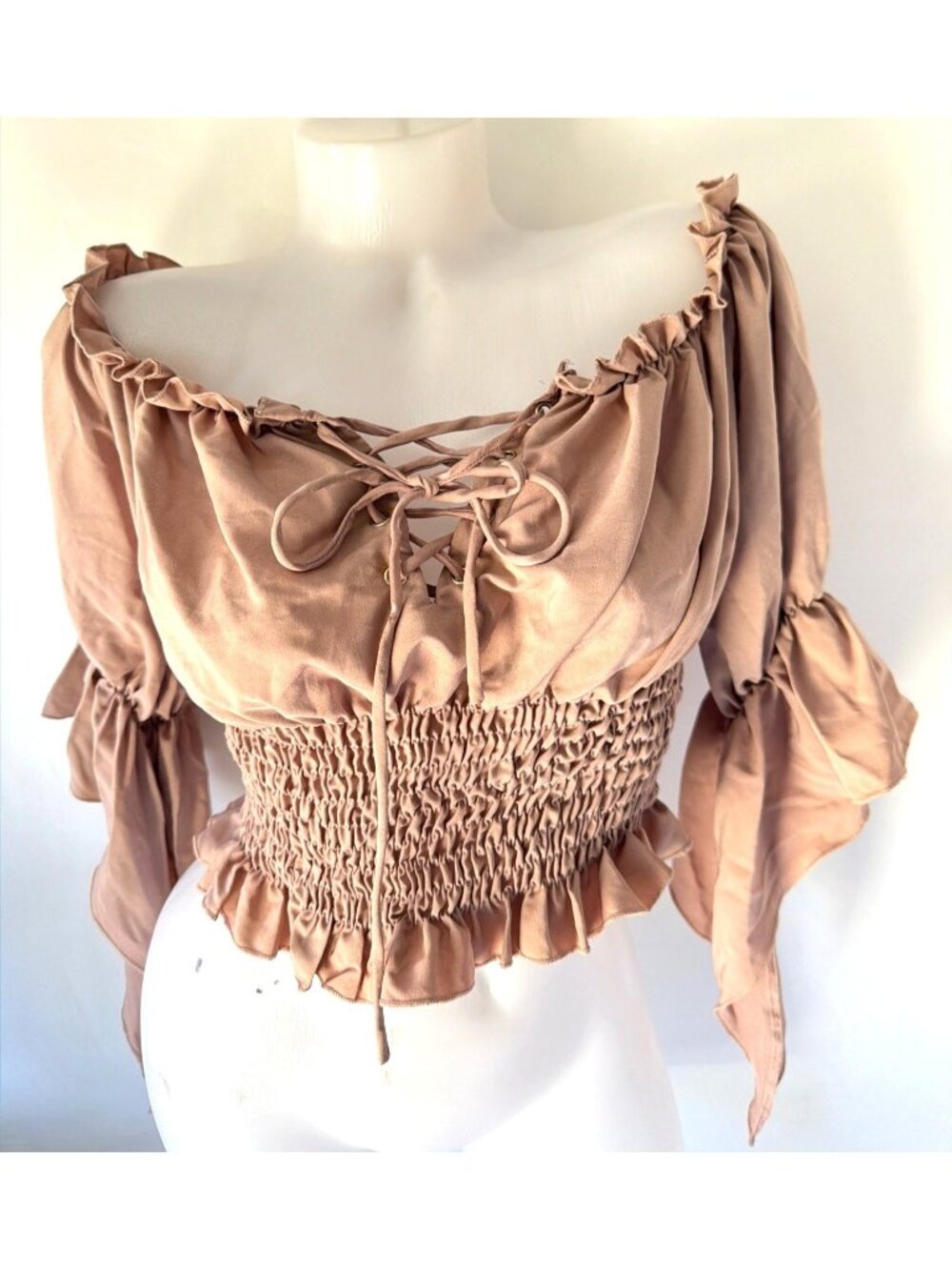 Renaissance Victorian Peasant Blouse Pirate Cosplay Costume Top Size Small